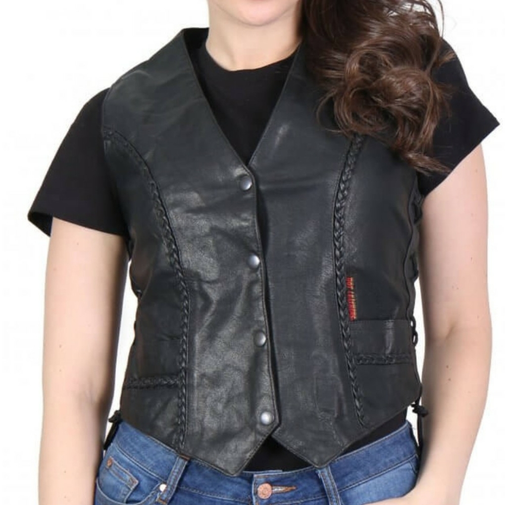 NWT Hot Leathers Ladies Leather Motorcycle Vest